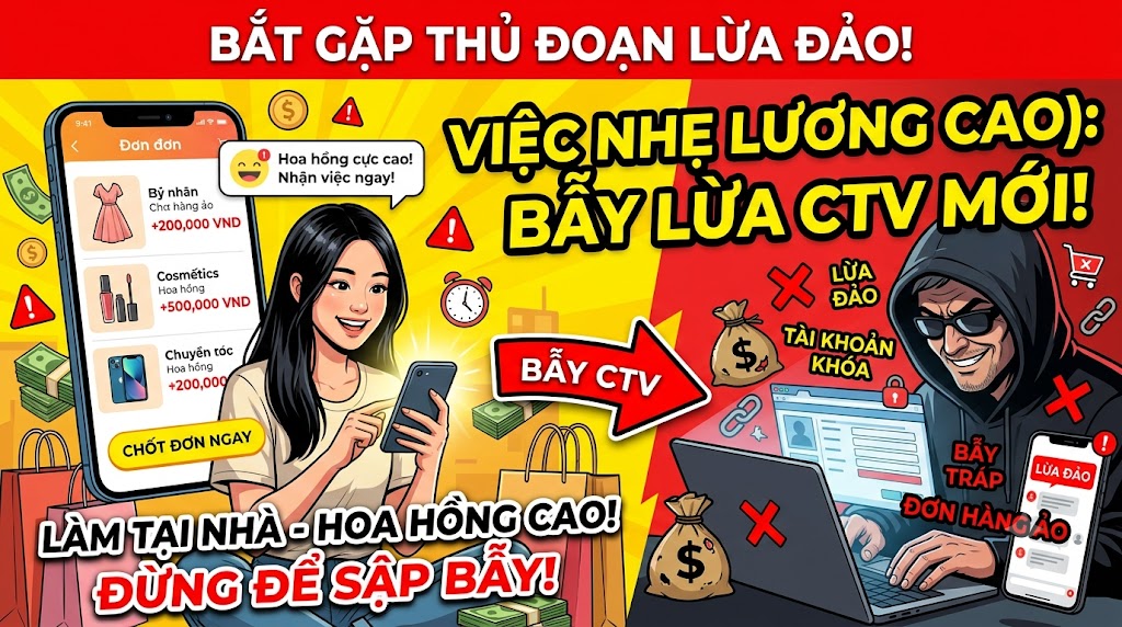 Lừa đảo tuyển Cộng tác viên (CTV) chốt đơn hàng ảo